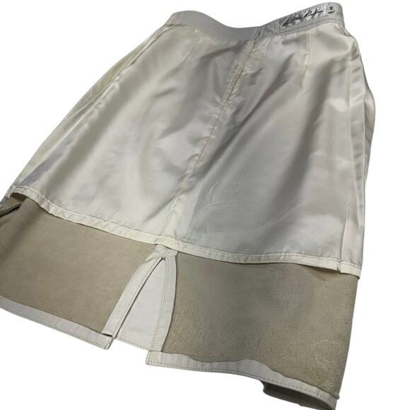 Lillie Rubin Gorgeous White Leather Pencil Skirt Back Zip Up and Bottom Split 10 - Picture 11 of 11